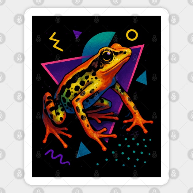Retro Neon Amazonian Clown Toad - Vibrant Terrestrial Amphibian Art Magnet by Reptiq's Store